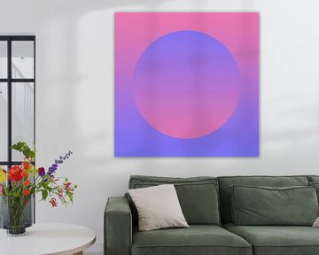 Neon-Kunst. Bunte minimalistische geometrische abstrakte in lila und rosa Gradient von Dina Dankers