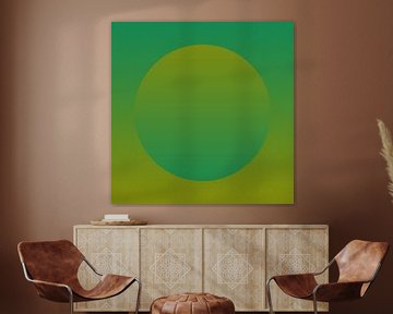 Neon art. Colorful minimalist geometric abstract in green and mustard green by Dina Dankers