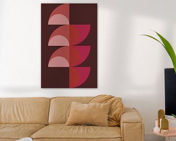 Abstract geometric art in retro style in pink, terra, brown no. 3 by Dina Dankers