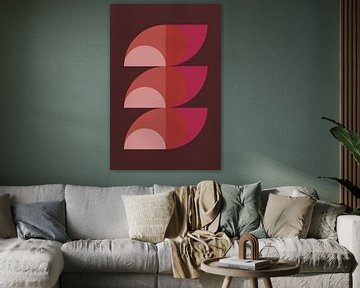 Abstracte geometrische kunst in retrostijl in roze, terra, bruin nr. 4