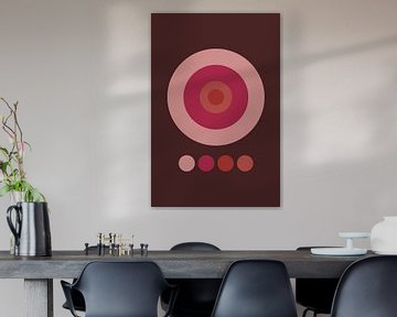 Abstract geometric art in retro style in pink, terra, brown no. 5 by Dina Dankers