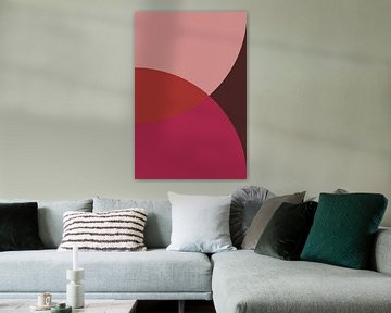 Abstracte geometrische kunst in retrostijl in roze, terra, bruin nr. 6