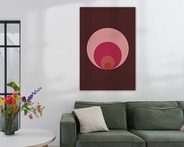 Abstrakte geometrische Kunst im Retrostil in rosa, terra, braun Nr. 8 von Dina Dankers