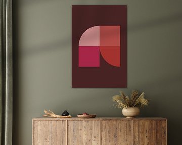 Abstrakte geometrische Kunst im Retro-Stil in rosa, terra, braun Nr. 10 von Dina Dankers