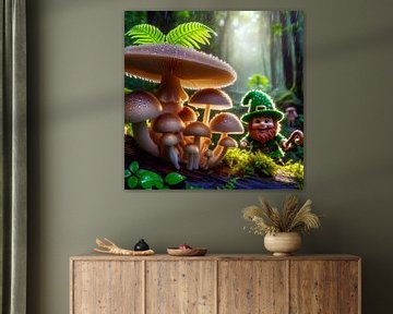 paddenstoelen met kabouters 6 van Yvonne van Huizen