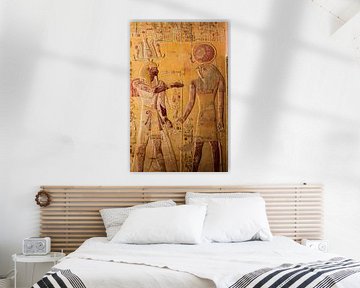 Two Egyptian gods with hieroglyphics in Egypt by MADK