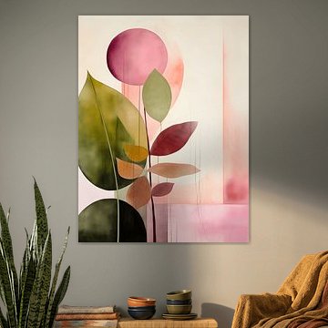 Botanisch Abstrakt Grün Rosa