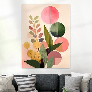 Botanisch Abstrakt Grün Rosa