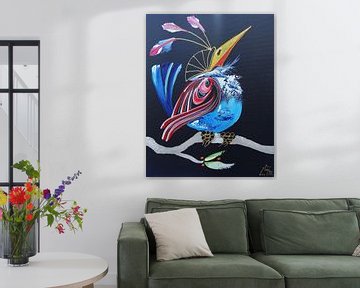 Oiseau regardant vers la droite Acrylique sur Lineke Lijn