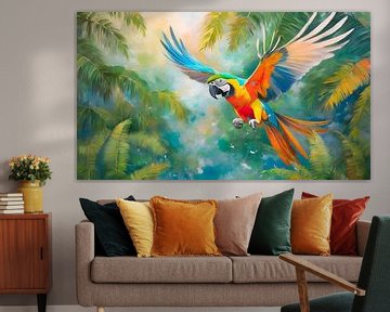 Parrot with painting by Mustafa Kurnaz