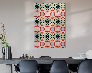 abstract geometric pattern retro red green by Claudia Gründler