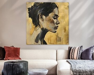 Portret vrouw: Schaduw en Goud