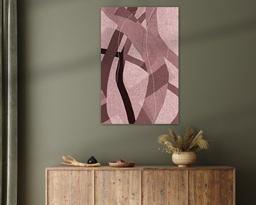 Moderne abstracte minimalistische vormen en lijnen in bruin nr. 1 van Dina Dankers
