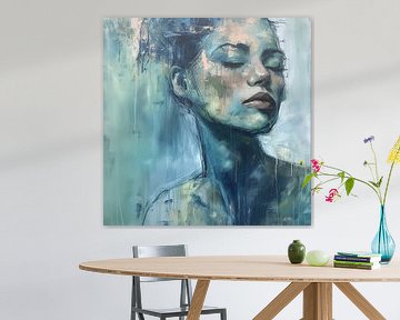 Portret van een vrouw: 'In Blauw Verzonken' van Color Square