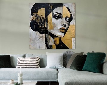 Portret van een vrouw, abstract 'Golden Perspective'