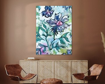 Bloemen en bladeren - Pastel 1