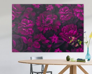 Fluweel Donker Moody Bloemen Fuchsia Roze Bloemen Luxe Weelde van Andrea Haase