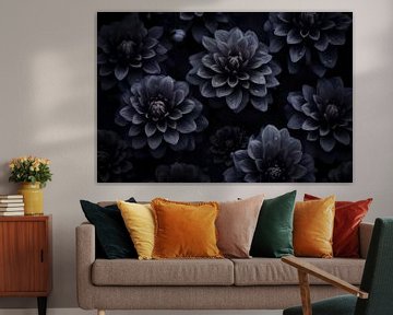 Dark Moody Dahlia Flowers Watercolour Luxury by Andrea Haase