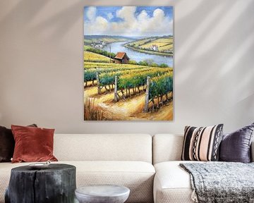 Vineyards along the banks of the Loire River by Kees van den Burg