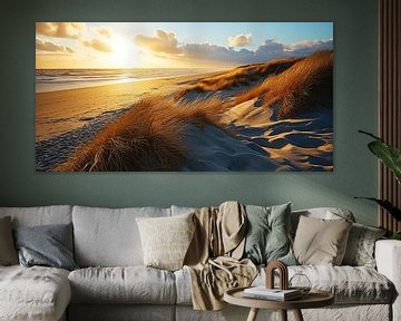 Coucher de soleil sur la plage sur Vlindertuin Art