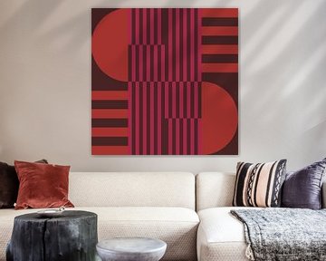 Art géométrique abstrait de style rétro en rose, orange et marron no. 1 sur Dina Dankers