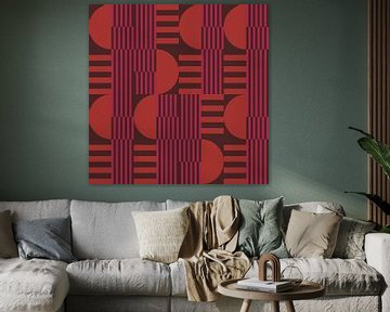 Abstract geometric art in retro style in pink, orange and brown no. 4 by Dina Dankers