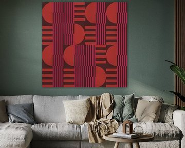 Abstracte geometrische kunst in retrostijl in roze, oranje en bruin nr. 4