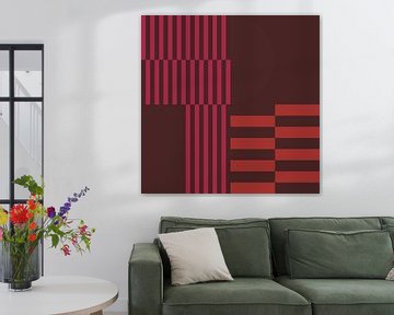 Abstracte geometrische kunst in retrostijl in roze, oranje en bruin nr. 8 van Dina Dankers