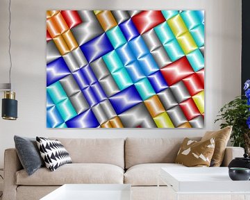 Metallica I (Glossy Block pattern in Blue and Red) by Caroline Lichthart