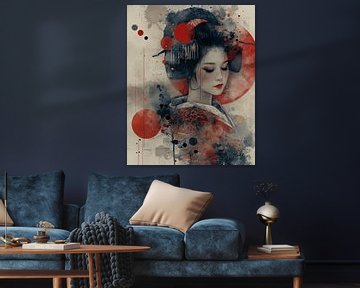 Japanese Geisha in collage style by Carla Van Iersel