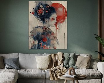 Japanische Geisha im Collage-Stil von Carla Van Iersel
