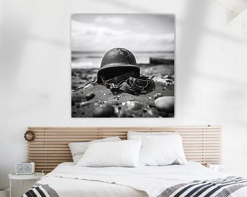 WW2 helm op een strand van The Xclusive Art