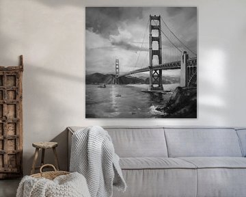 Golden Gate Bridge San Francisco noir et blanc sur TheXclusive Art