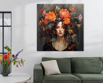 Femme avec des fleurs créative sur TheXclusive Art