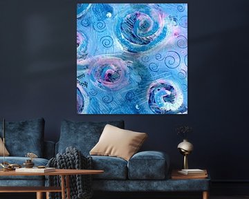 Cirkels in blauw met spiralen