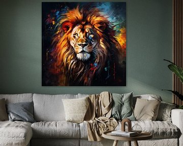 Portrait de lion coloré sur TheXclusive Art