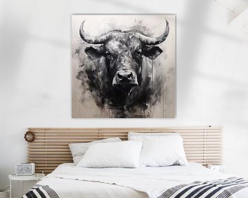 Stier portret zwart-wit van TheXclusive Art