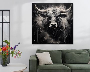 Stier artistiek zwart wit van TheXclusive Art