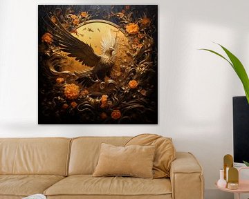 Vogel Gold mit Blumen kreativ von The Xclusive Art