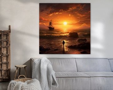 Sonnenaufgang mit einem Schiff von TheXclusive Art