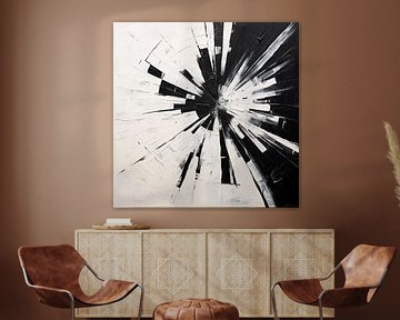 Explosion abstraite en noir et blanc sur TheXclusive Art