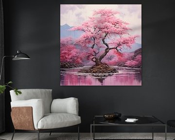 Roze boom japan van The Exclusive Painting