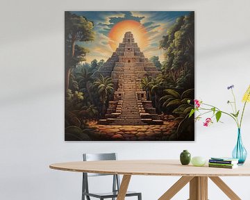 Maya tempel zonsondergang van TheXclusive Art