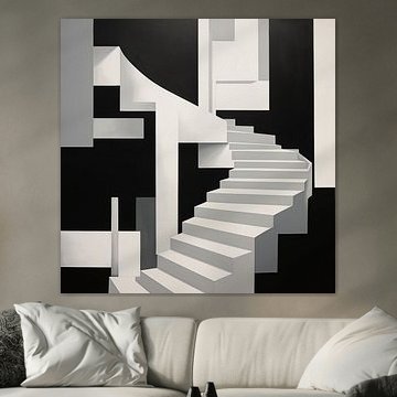 Escalier abstrait noir et blanc