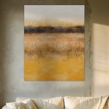 Abstrakte minimalistische Landschaft in gelb, braun, beige, weiß