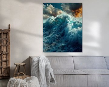 Lumière dorée au-dessus des vagues