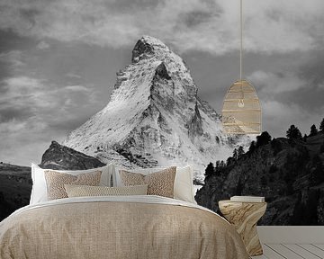 Matterhorn in schwarz-weiß von Menno Boermans