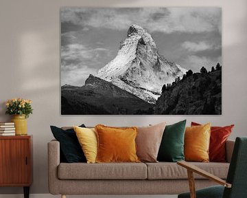 Matterhorn in schwarz-weiß von Menno Boermans