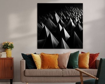 Abstract pyramids black modern by The Xclusive Art