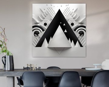 Abstract pyramids black and white modern by The Xclusive Art